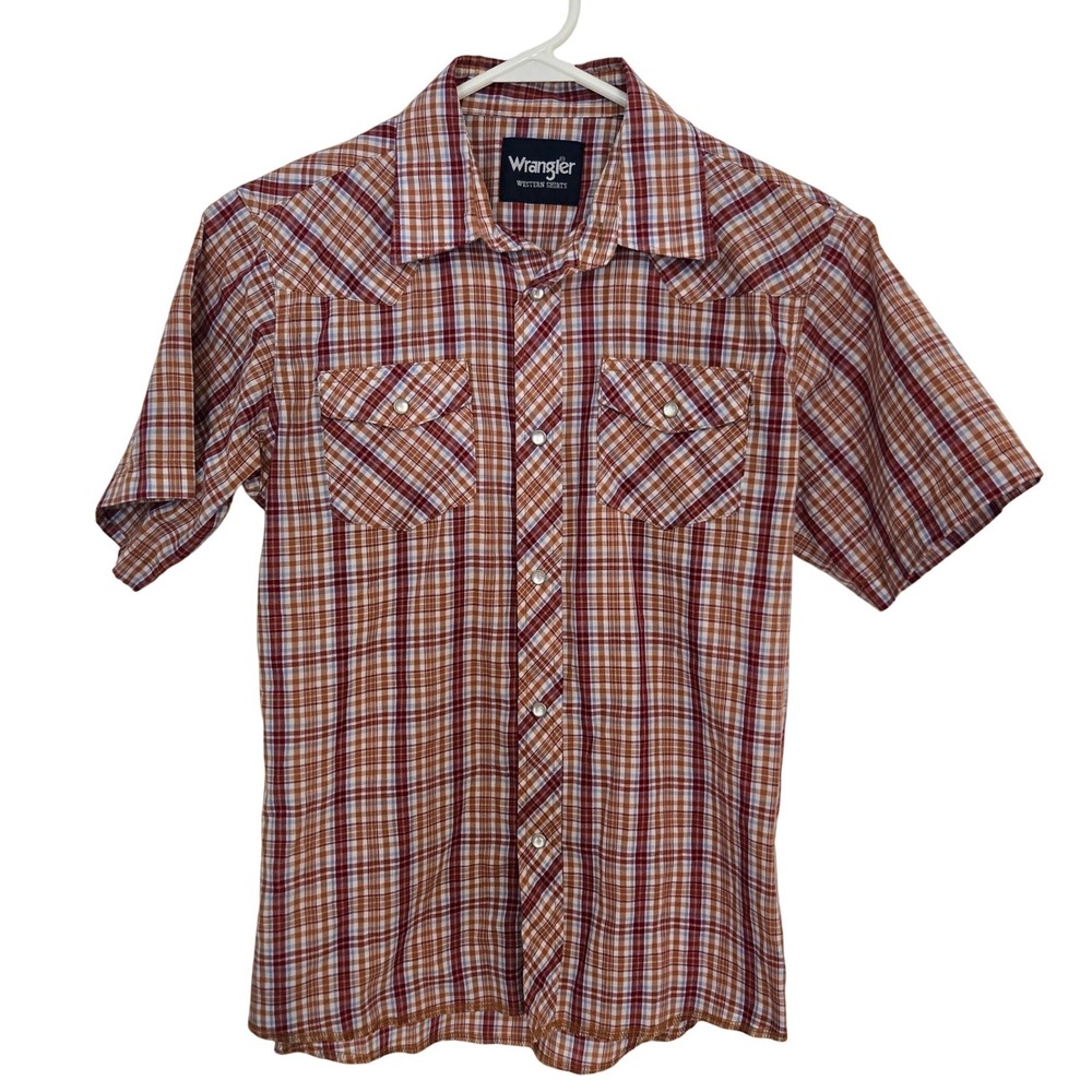 Wrangler Womens Western Shirt Plaid Pearl Snap Short Sleeve Cowboy Country